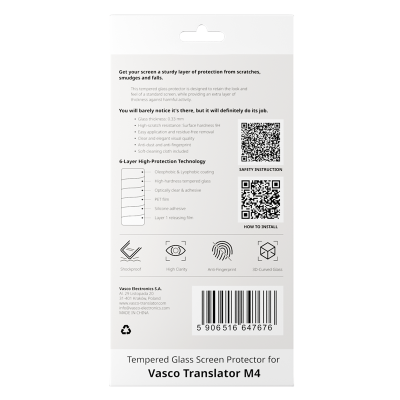 Tempered Glass Screen Protector for Vasco Translator M4